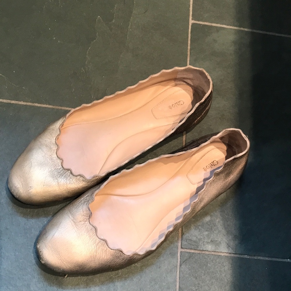 Genuine Chloe gold ballet flats size 37 1/2